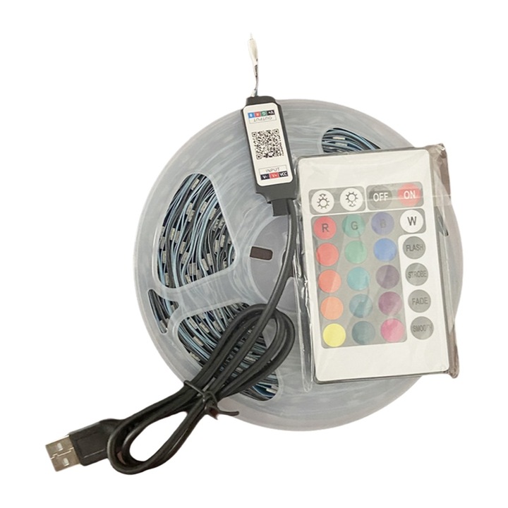 Hosszú, méterenkénti RGB12 LED fénycsík okos Bluetooth-tal és öntapadós fénysáv hangulatos háttérvilágítással