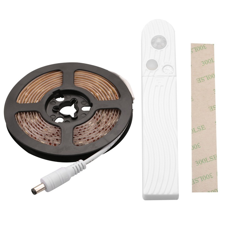 2 м DC5V LED лента със PIR сензор за движение, за дома, спалня, кухня, топло бяло