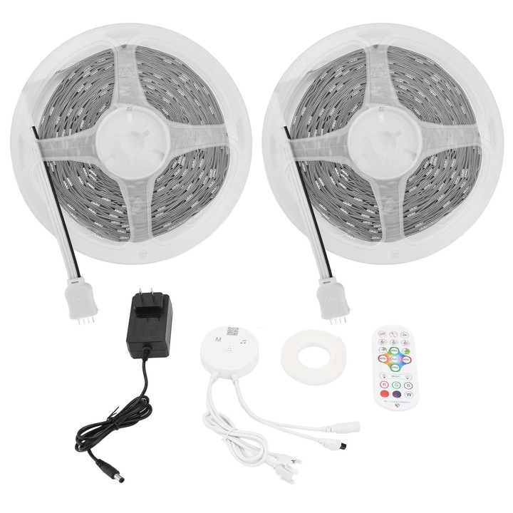 15 м / 49,2 фута LED лента, управление чрез Bluetooth приложение, RGB лента с музика и дистанционно управление, САЩ 100-240 V