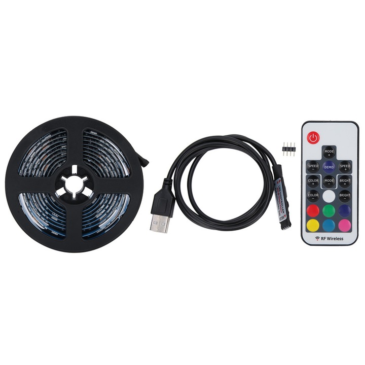 2M 5050 RGB Водоустойчива USB светеща LED лента с дистанционно управление за спалня, бар, декорация DC 5V