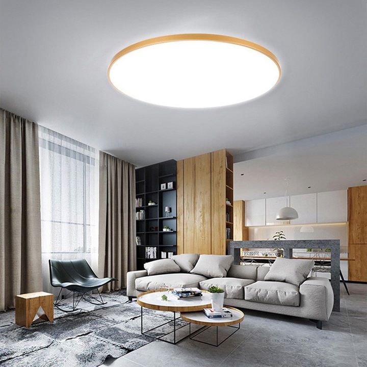 Ultravékony, kerek, LED-es mennyezeti lámpa hálószobába, nappaliba, erkélyre, minimalista, modern, klasszikus stílusú dekoratív lámpa, 22 cm, 12 W, arany színű.
