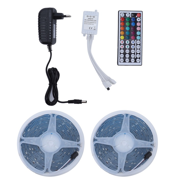 LED светлинна лента 5050SMD RGB със смяна на цвета IP65, външни декорации, 10м, 12V EU 100-240V