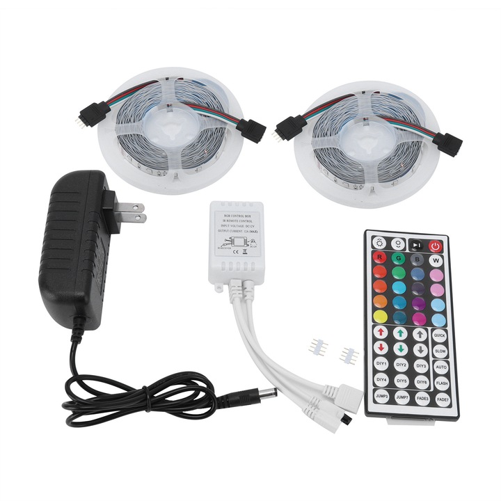 Светлинна лента RGB 10 м, цветна, с 600 LED диода, регулируема, за външна декорация, САЩ, 100-240 V