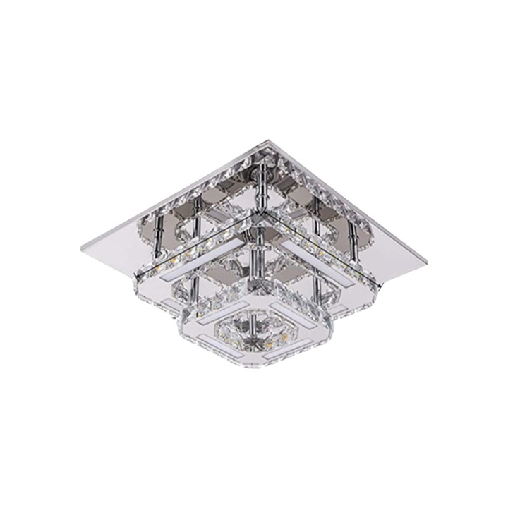 Kristály LED mennyezeti lámpa, négyzetes és kerek, rozsdamentes acélból, K9 kristály, bejárathoz, folyosóra, erkélyre