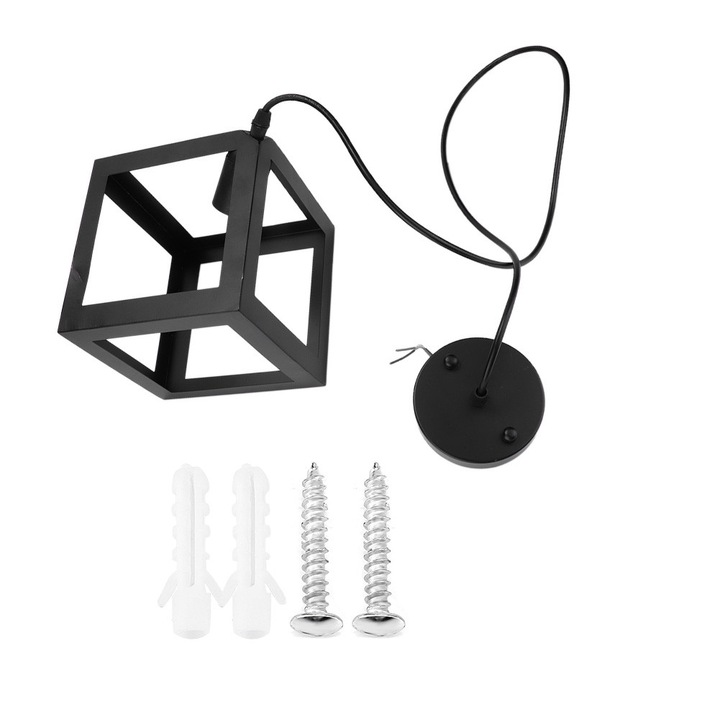 LED пендел лампа в ретро стил 220V E27, антично осветително тяло, за кабинет, кафене, бар, коридор, квадратна