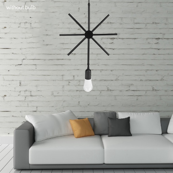 Модерна LED лампа E27, всекидневна, бар, геометрична, висяща, желязна рамка, черна, 220V (звезда)