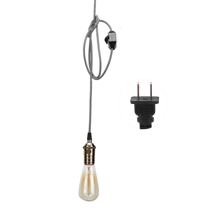 Пендел с една фасунга E27, с оплетен кабел, за домашна и търговска употреба, 85-250VUS