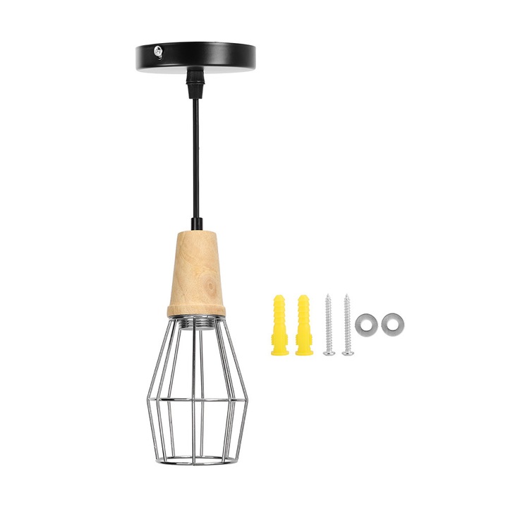 LED пендел E27 за офис, хол, спалня, 100-240V, сребрист