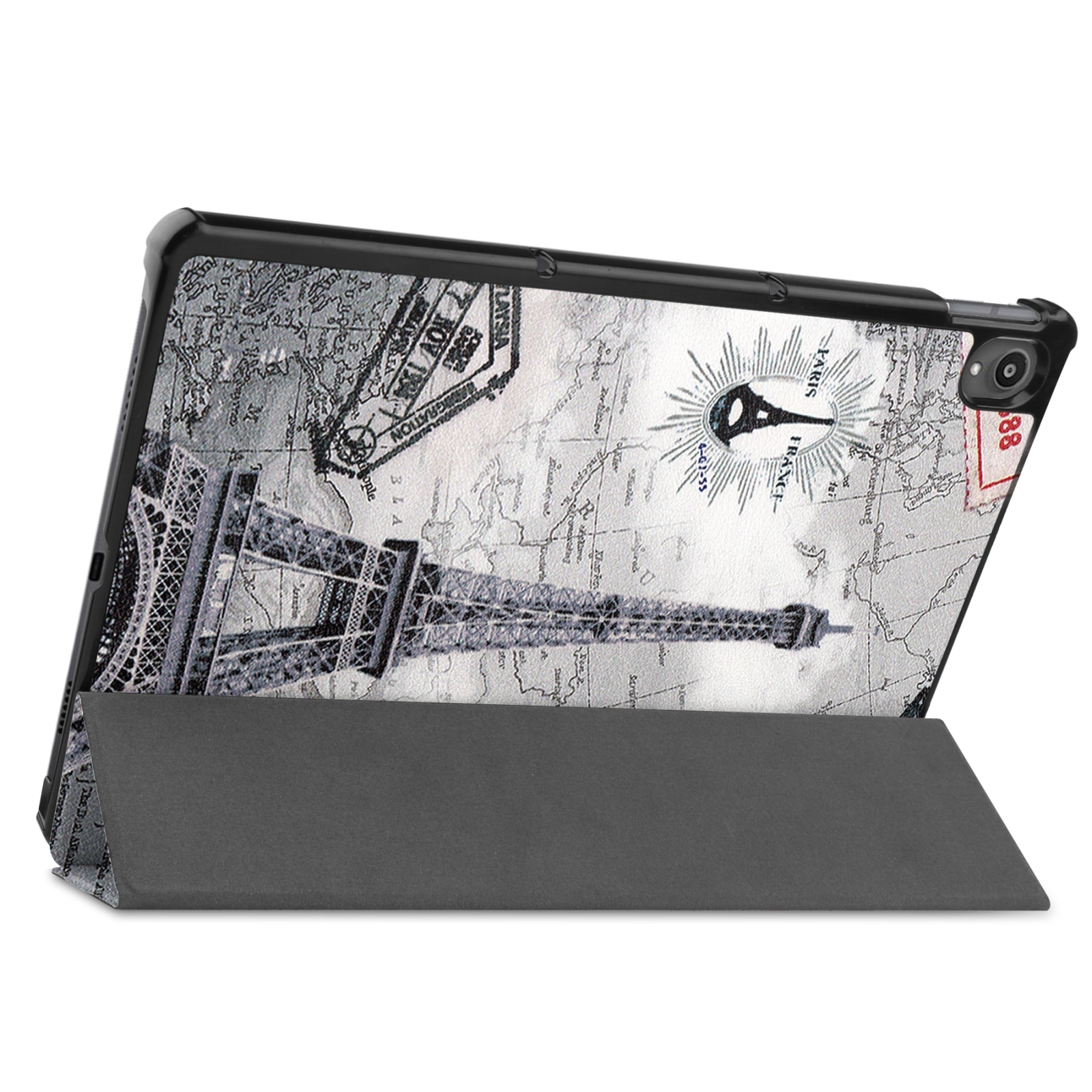 Husa tableta pentru Lenovo Tab P11 TB-J606F / TB-J607Z, piele smart cu pictura in 3 pliuri, suport pentru vizionare, capac magnetic, albastru intunecat
