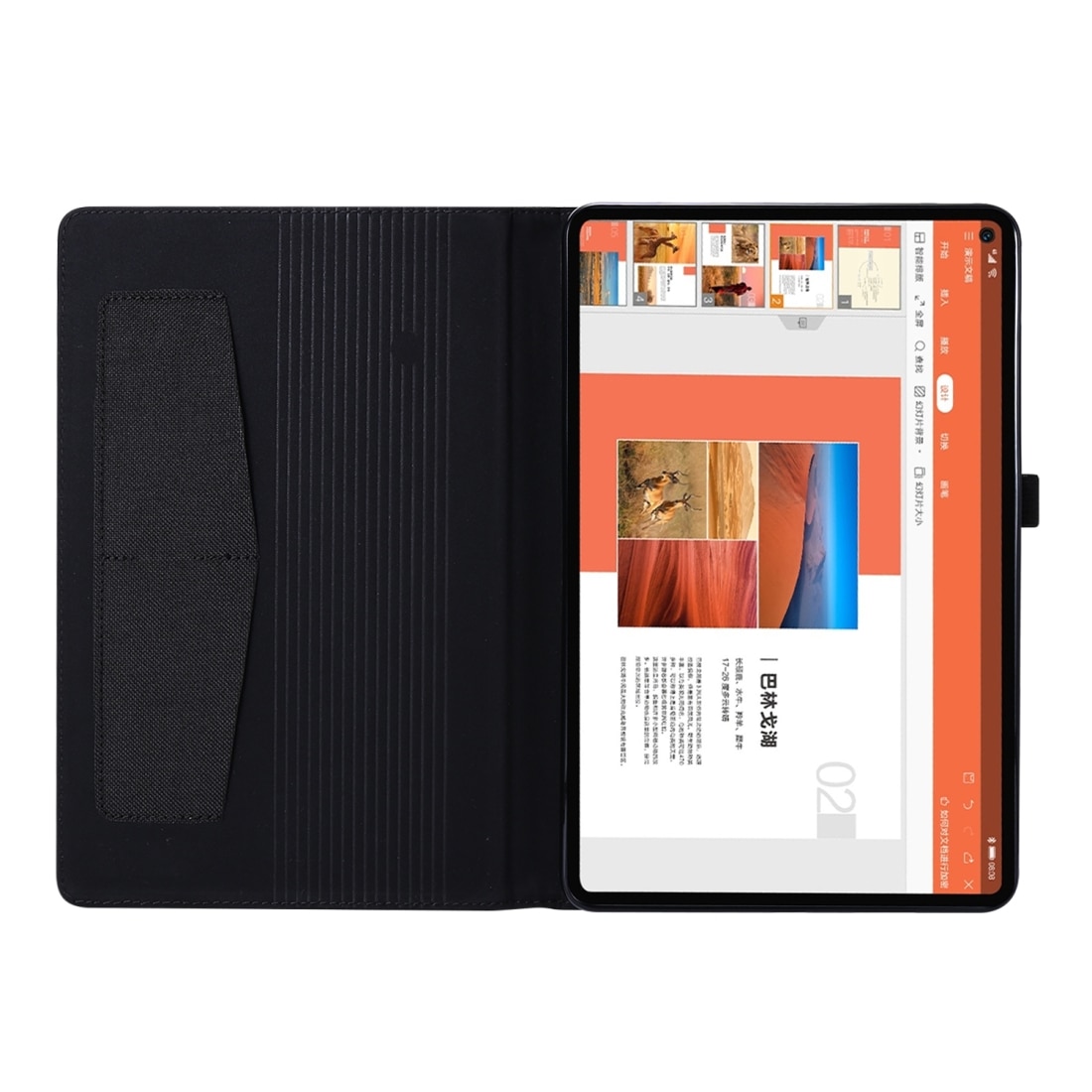 Husa tableta pentru Huawei Matepad Pro 10.8, material panza + TPU, tip plat de protectie cu clip pentru carduri de vizita (Negru)