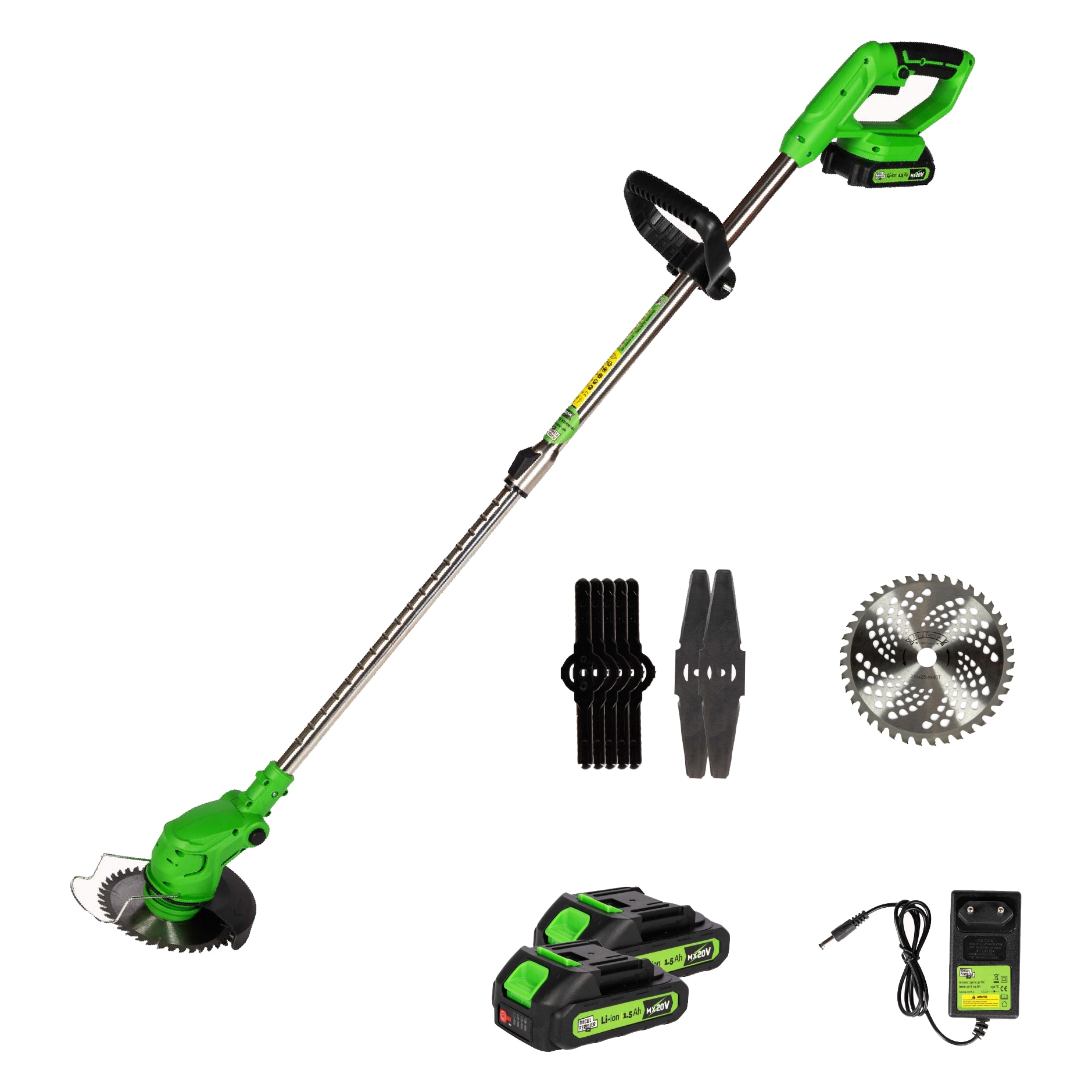 Trimmer electric, Micul Fermier, 20V, 2 acumulatori 1.5Ah, Verde