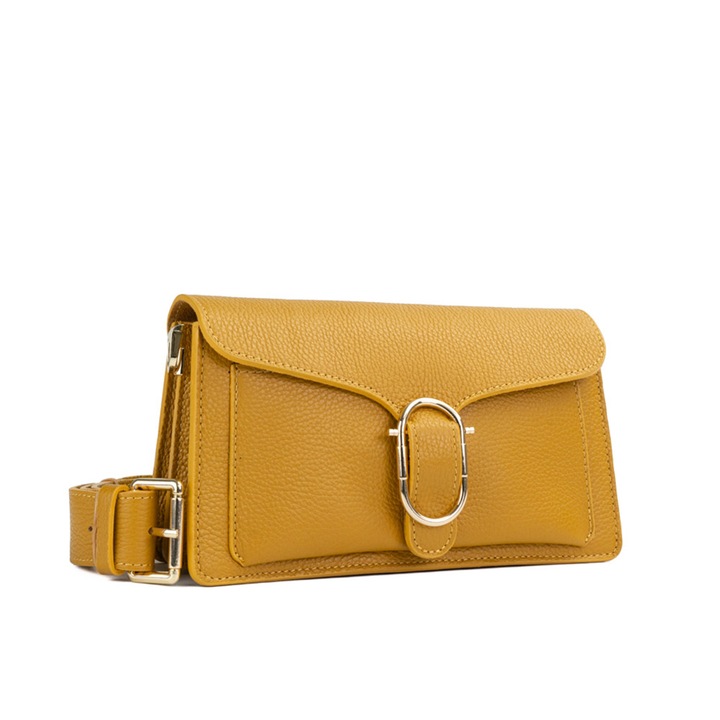 Poseta Piele Anabelle - Mustar, Geanta Casual din Piele Naturala, Geanta, Genti