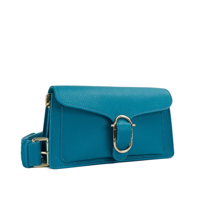 Poseta Piele Anabelle - Turcoaz, Geanta Casual din Piele Naturala, Geanta, Genti