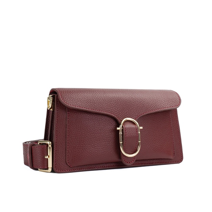 Poseta Piele Anabelle - Visiniu, Geanta Casual din Piele Naturala, Geanta, Genti