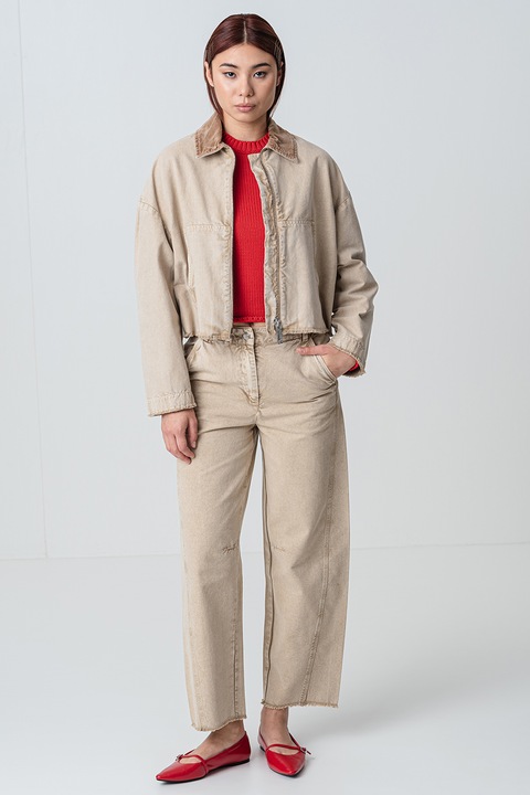 Max&Co, Jacheta crop cu maneci cazute, Maro nisip