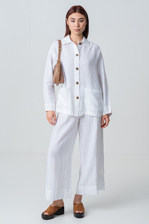 Max&Co, Camasa de in cu buzunare aplicate Giga, Alb