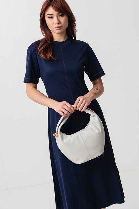 Max&Co, Rochie midi din amestec de modal, Albastru indigo, S