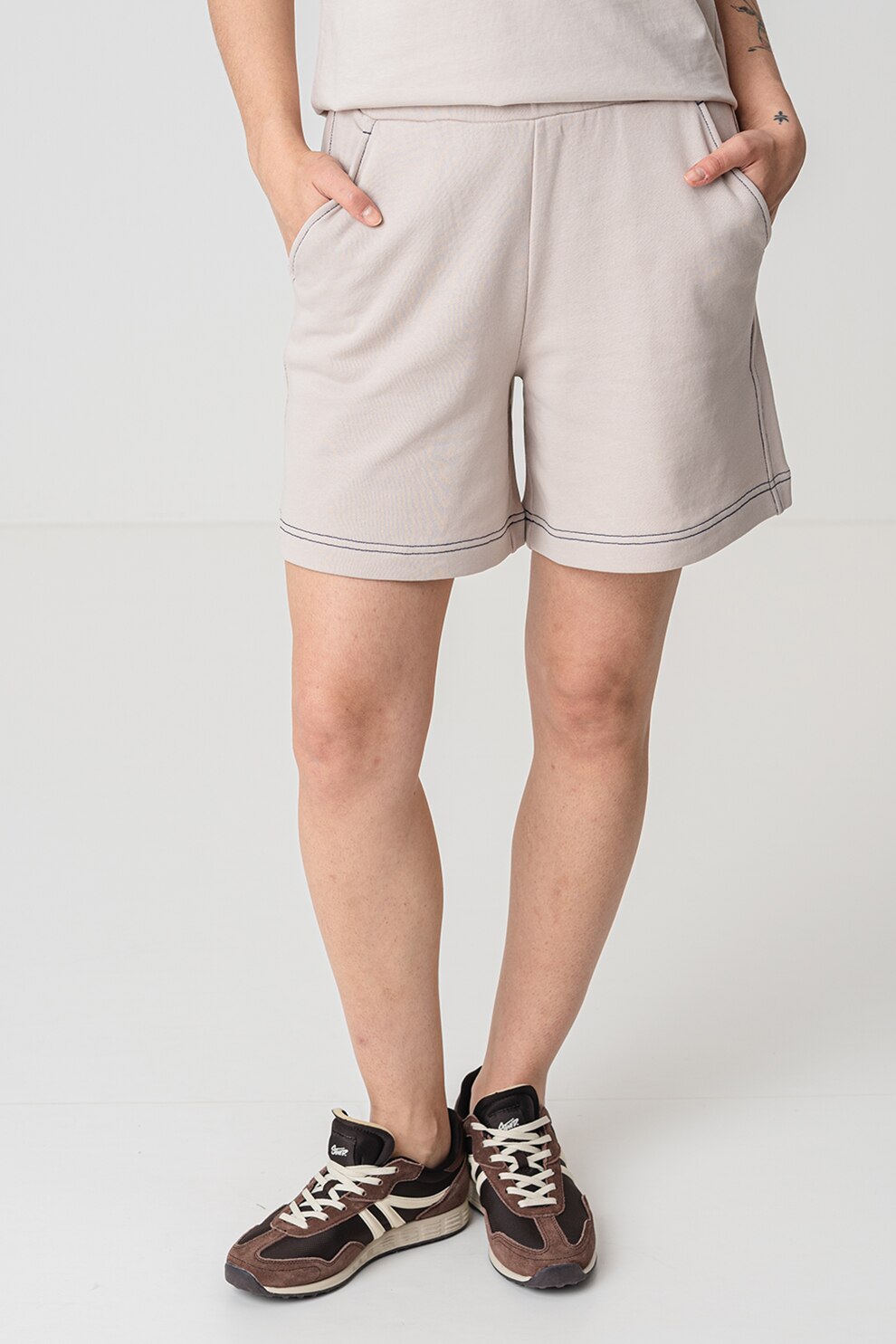 Max&Co, Bermude cu buzunare oblice, Maro taupe deschis, S