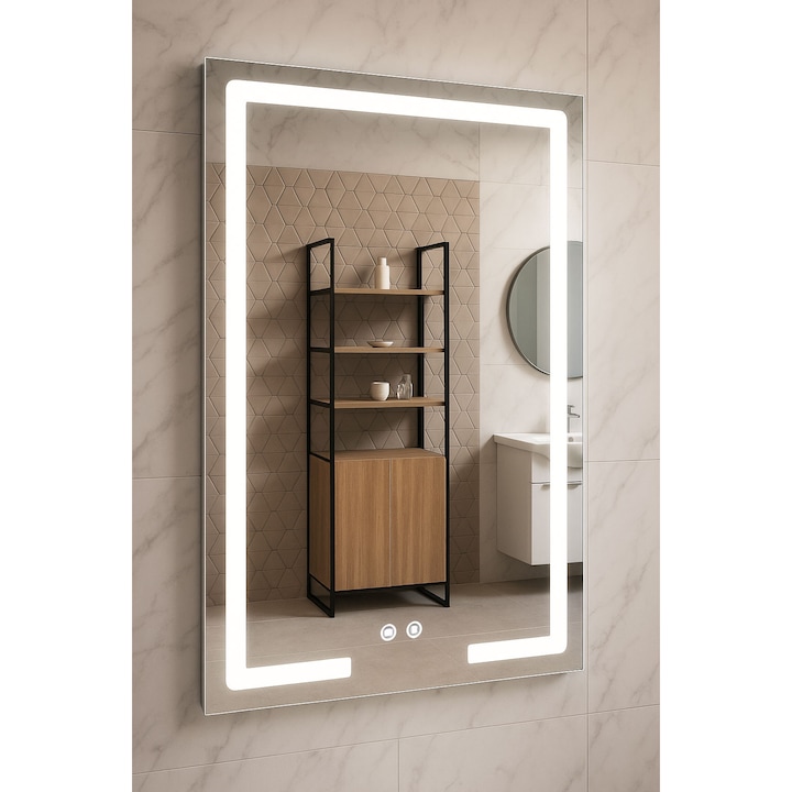 Oglinda cu iluminare LED si functie dezaburire, BadenMob, MD1, 60x80cm