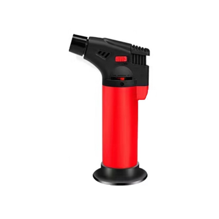 Arzator reincarcabil DAO PQ-003, flacara anti-vant, cu suport, rosu