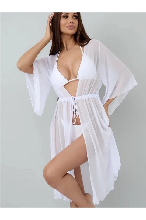 Női pareo strandruha, húzózsinóros derékzárral, fehér 00123 10095, Fehér