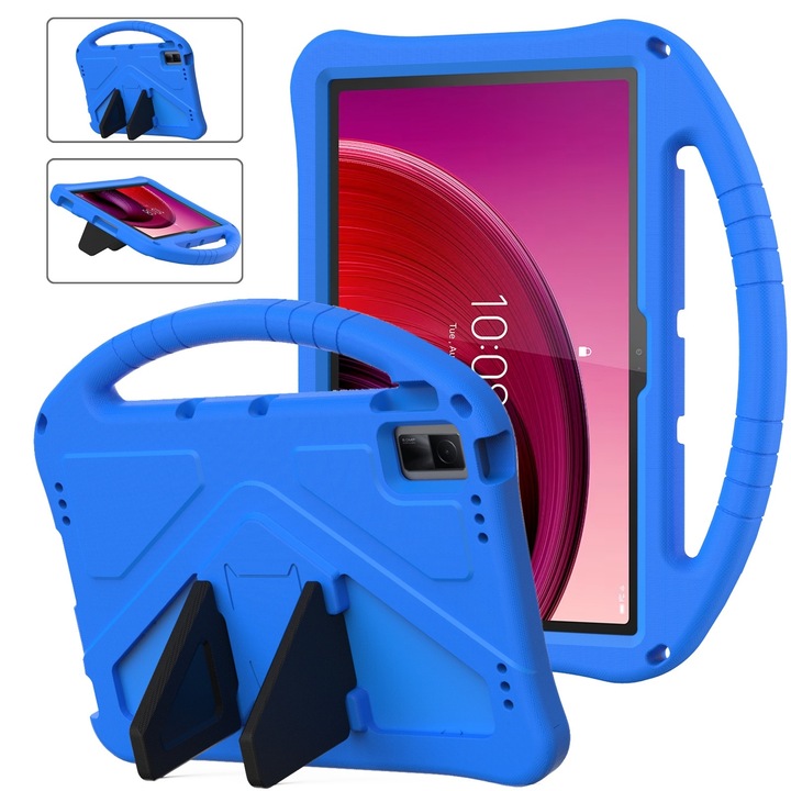 Husa tableta pentru Lenovo Tab M10 5G 2023, material EVA, tip design cu suport si protectie anti-soc, acces complet la porturi, albastru