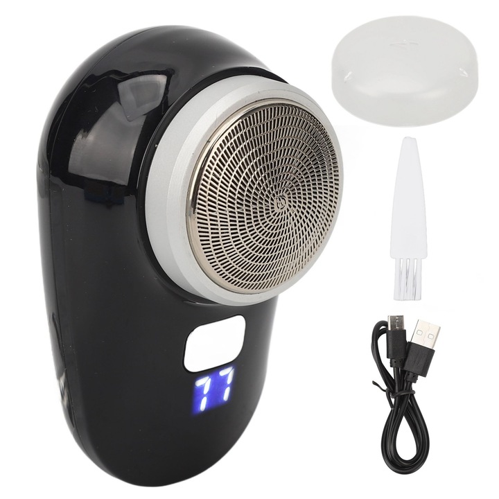 Trimmer electric mini portabil pentru barbie, taiere automata, inox, ABS, dimensiuni compacte