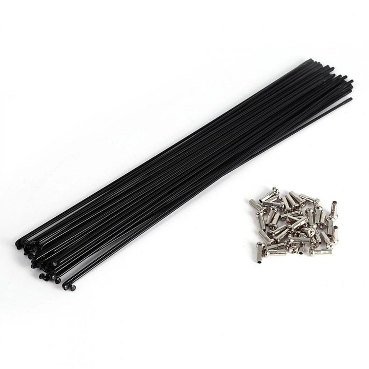 Set 36 spite si nipluri bicicleta MTB YANYXR otel negru 259mm