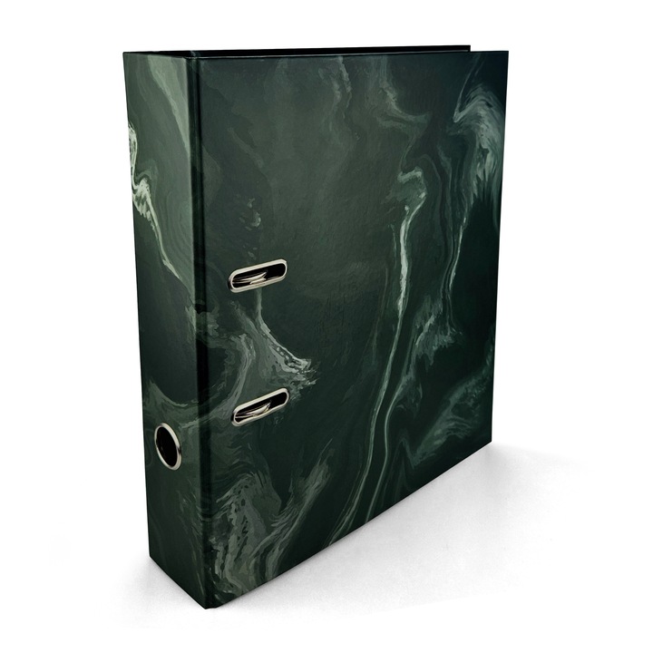 Dosar A4, Netuno, 2 Inele A4 70mm, 320x280 mm, material Ecologic, Design modern, multifunctional, Potrivit Pentru Birou Si Acasamarmura, Verde