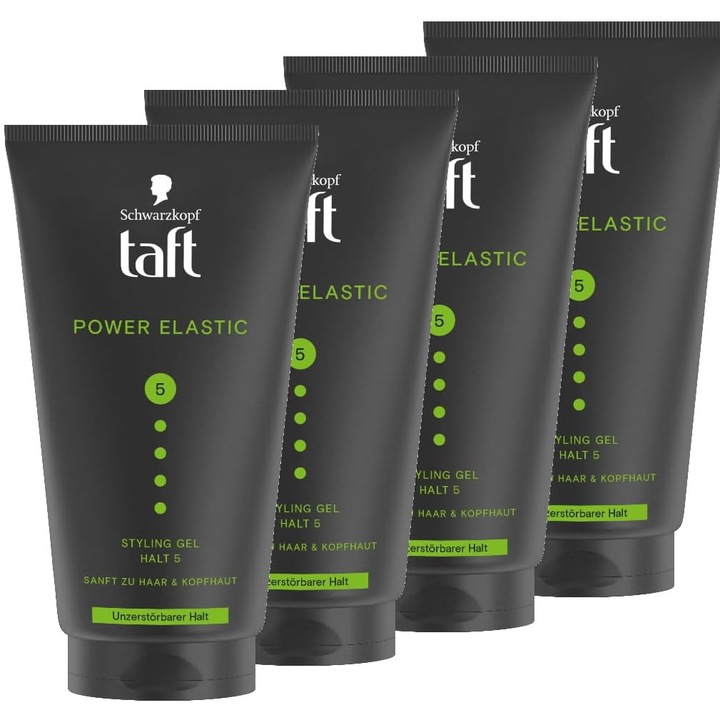 Taft Power Elastic hajgél, 4x150ml-es készlet, erős tartás, kíméletes a hajhoz, vegán