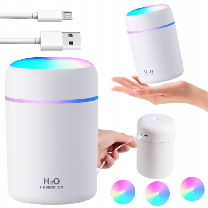 2в1 овлажнител за въздух, RGB ароматен дифузер, бял, 11.9x7.8 см