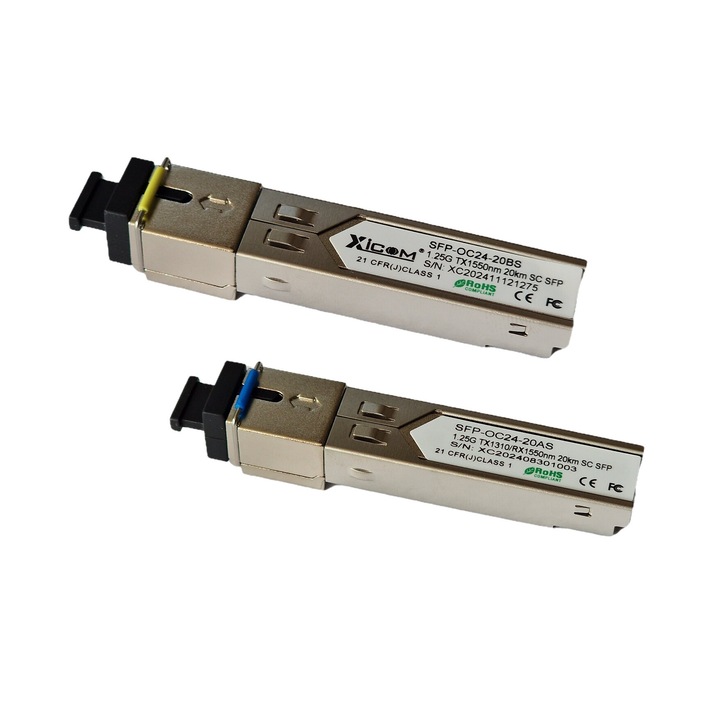 Комплект SFP Link Gigabit модули, SC конектори, 1310nm и 1550nm, единично влакно 1.25Gbps, 20 км