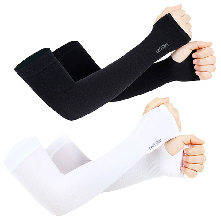 4 darabos sporthüvely készlet hüvelykujjlyukkal, Lecheng®, UV-védelemmel, lélegző, szuper rugalmas, univerzális méret, uniszex, fekete/fehér