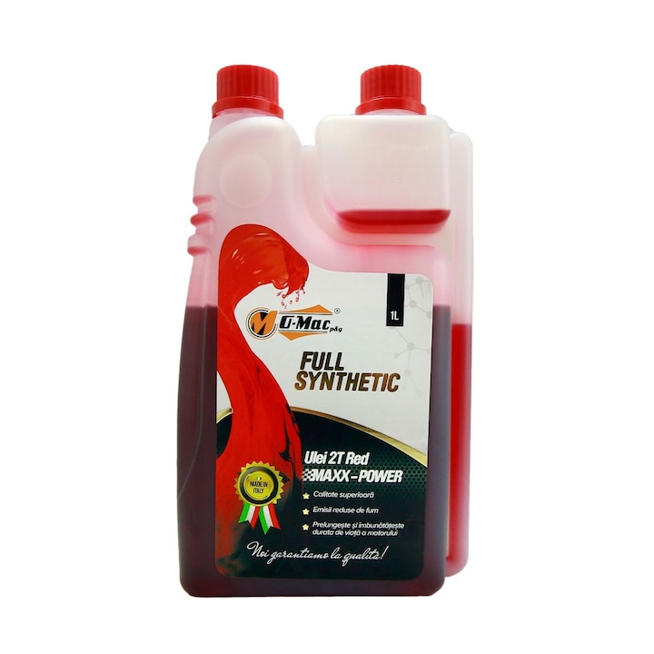 Ulei amestec OMAC Full Synthetic 2T, rosu, 1L