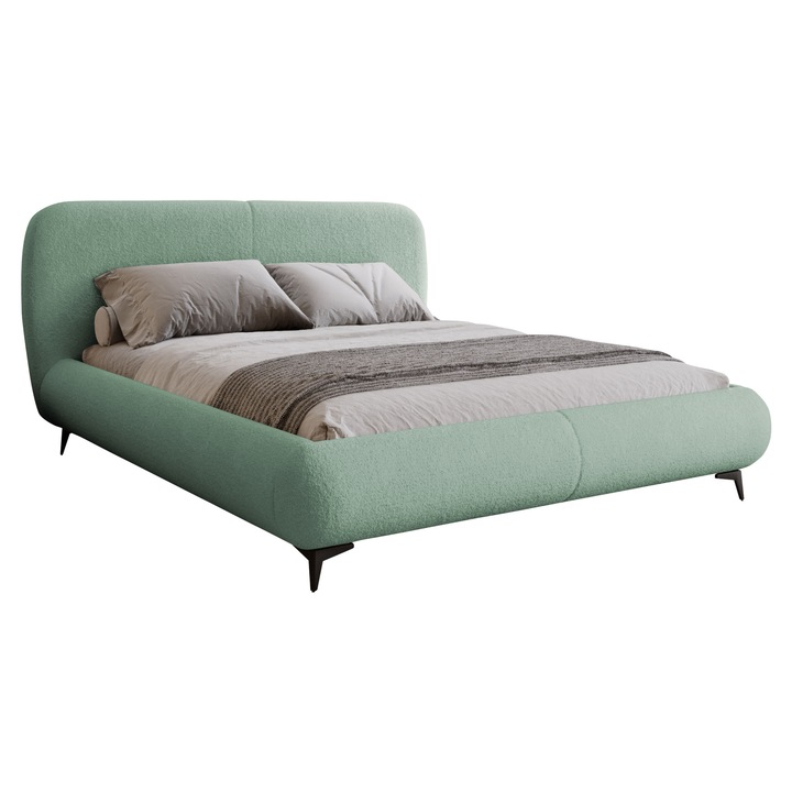 Pat tapitat cu recipient pentru lenjerie Nizori 140x200, MIRJAN 24, menta, 173x225x111 cm