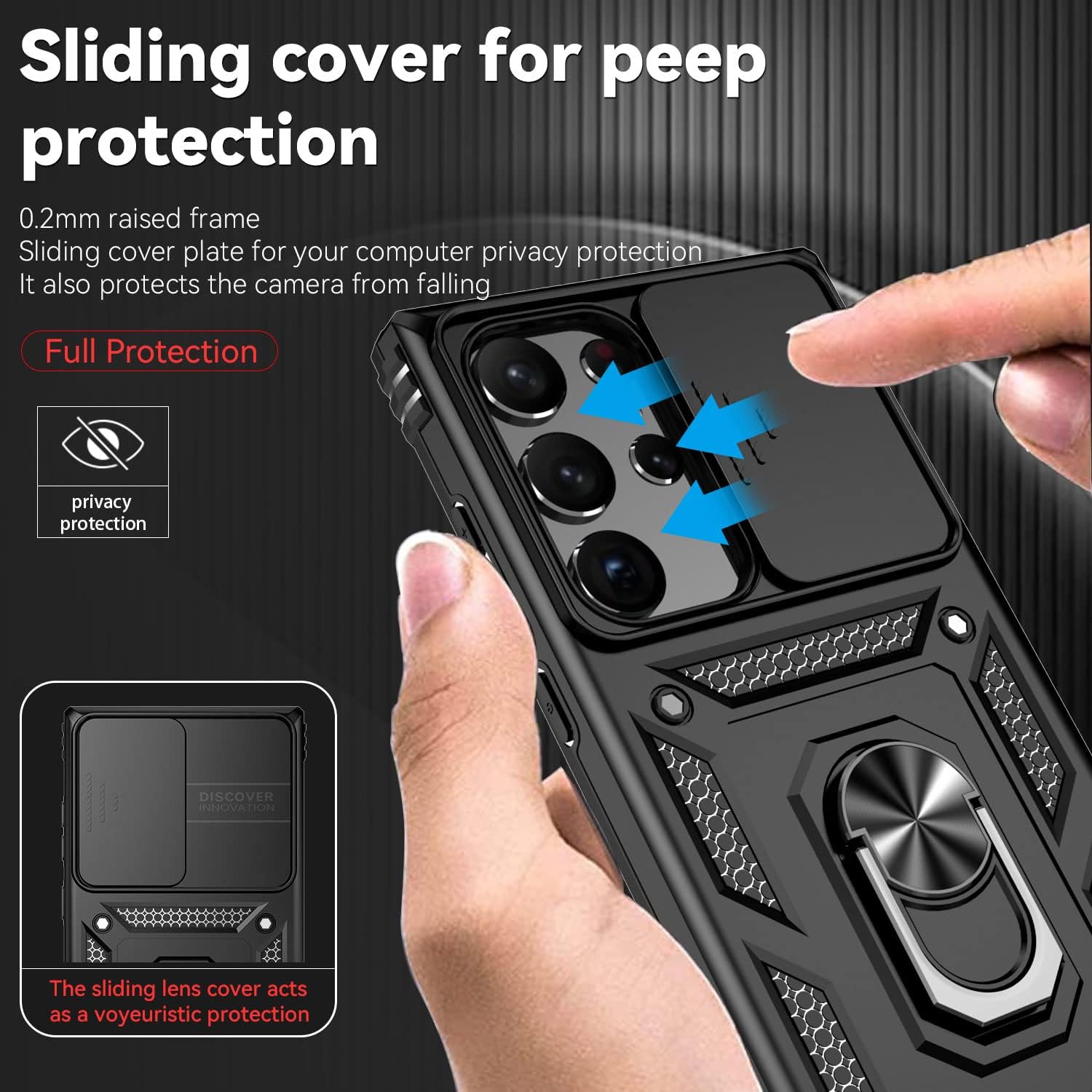 Husa protectie telefon, OTTOOPPXIN®, TPU/Policarbonat, Rezistenta la socuri, Pentru Samsung Galaxy S25 Ultra, Negru