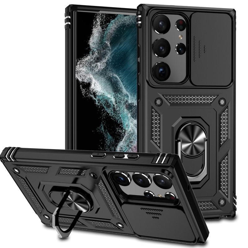 Husa protectie telefon, OTTOOPPXIN®, TPU/Policarbonat, Rezistenta la socuri, Pentru Samsung Galaxy S25 Ultra, Negru