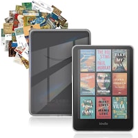 Husa pentru Kindle Paperwhite 12th Generation si Kindle Colorsoft Signature Edition, cu Spate Rigid si Margini Moi, slim ultra-light, transparenta, cu 50 Autocolante de Arta Rezistente la Apa