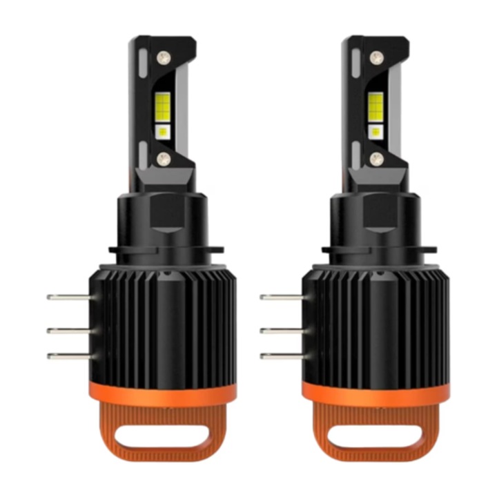 2 db-os AutoREY® LED autóizzó készlet, H15 Canbus 200W 20000LM, plug & play, autó fényszórókhoz, gyors telepítés, halogén-azonos kialakítás, tükröződésmentes, tiszta fehér fény, fehér szín 6500K