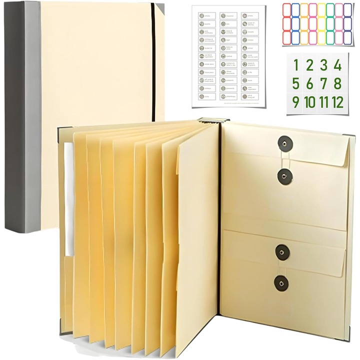 Органайзер за важни документи, каки, за формат А4, с етикети