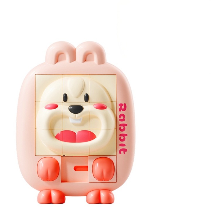 3D образователен пъзел, пластмаса, розов, за деца 0-3 месеца