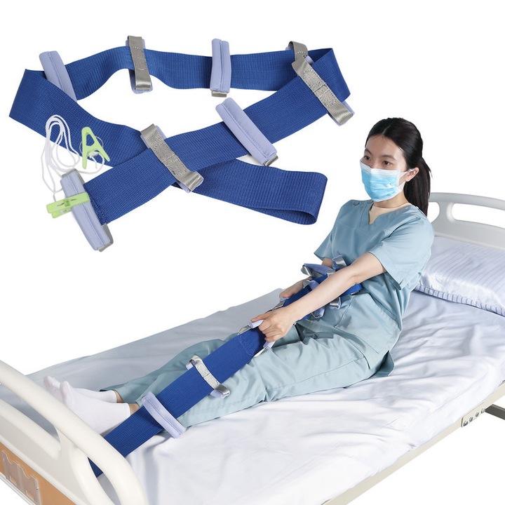 Curea de asistenta pentru pat Ehucon, cu 8 manere, 3"W x 65.35"H, capacitate maxima 150kg