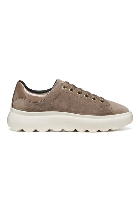 Geox, Pantofi sport low-cut de piele intoarsa, Maro taupe