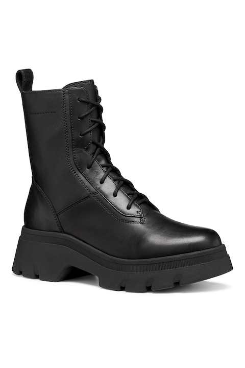 Geox, Botine de piele ecologica si piele, Negru
