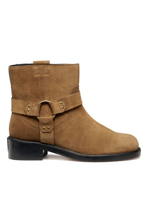 Geox, Ghete biker de piele intoarsa cu varf patrat, Caramel