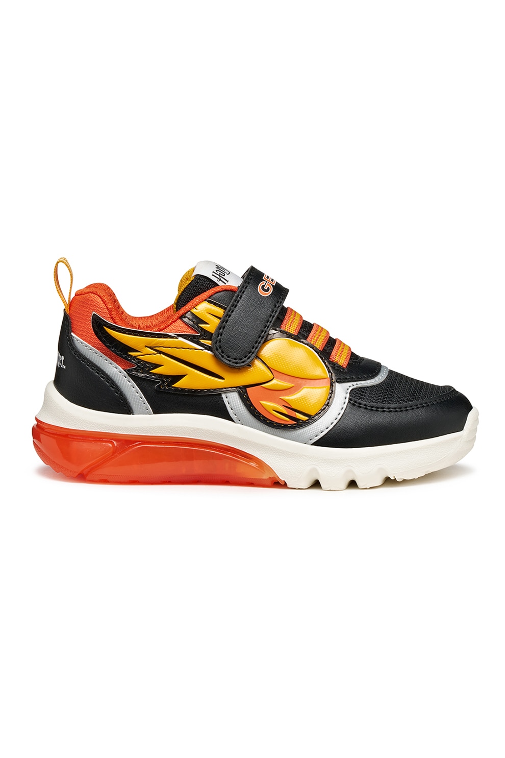 Geox, Pantofi sport cu LED-uri Harry Potter, Negru, Portocaliu mandarina, 31 EU