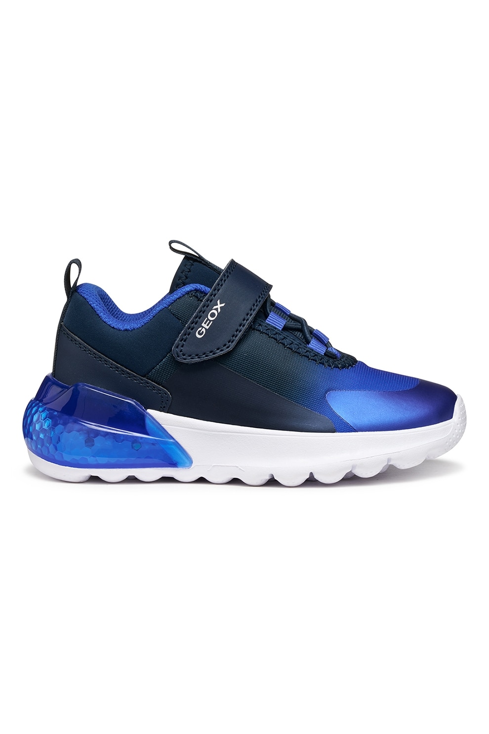 Geox, Pantofi sport cu logo si velcro, Albastru, 25 EU