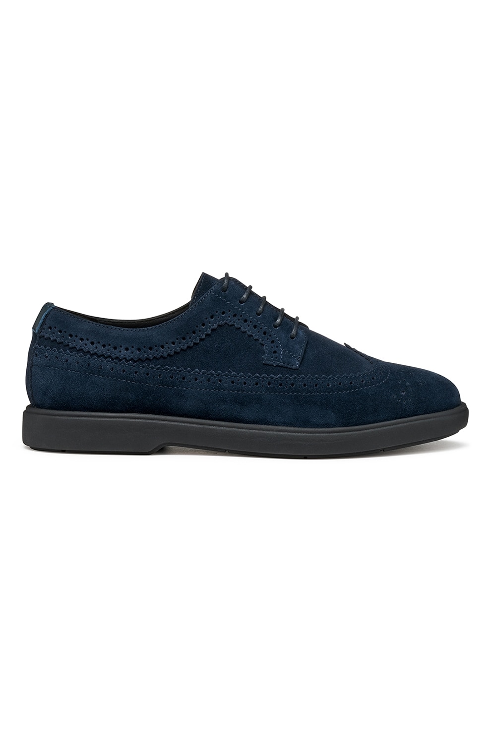 Geox, Pantofi derby de piele intoarsa cu perforatii, Bleumarin, 44