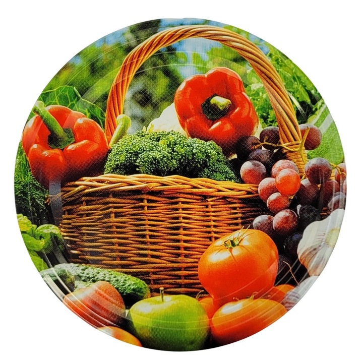 Set 10 capace metalice pentru borcane, 82mm, design motive vegetale, multicolor