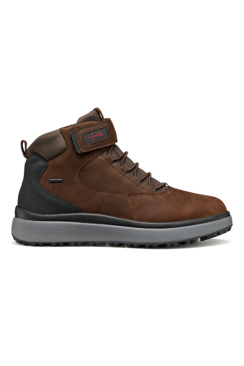 Geox, Ghete de piele cu velcro, Negru/Maro scortisoara